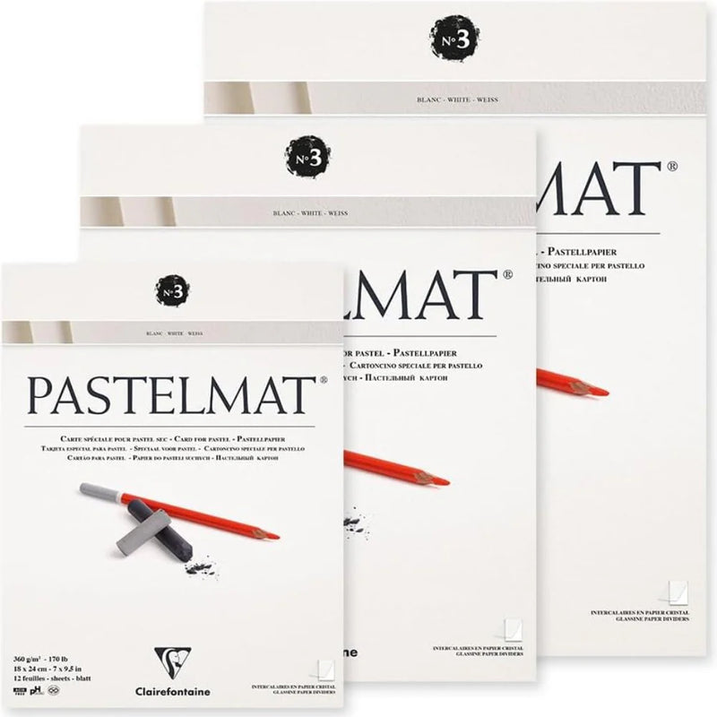Clairefontaine - Pastelmat Pad N°3 360g White 12 Sheets 11.8x15.75in