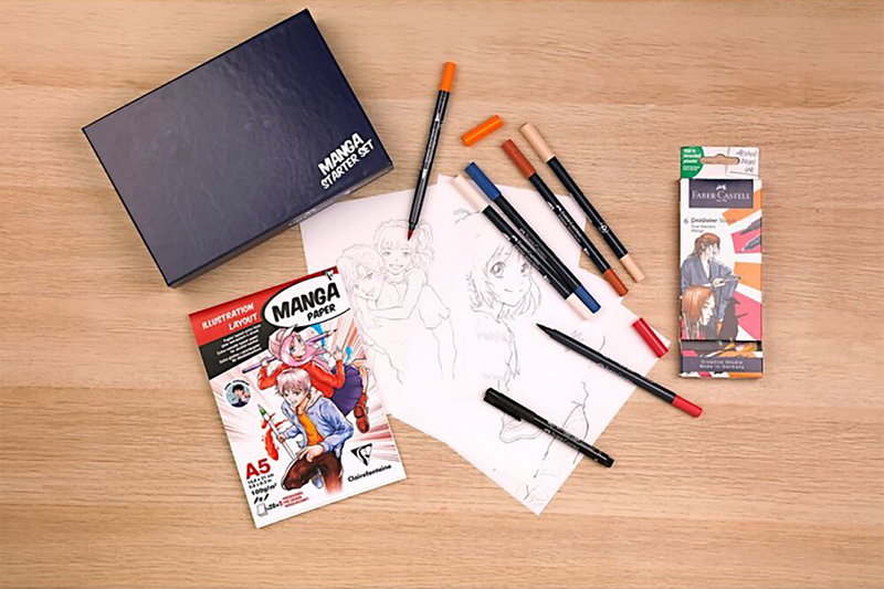Manga Starter Set Clairefontaine A5 Manga Pad and Sketch markers