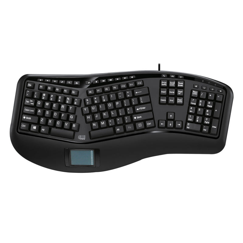 Adesso - Keyboard Wired Tru-Form Ergonomic Integrated Palm Rest with Touchpad - Black