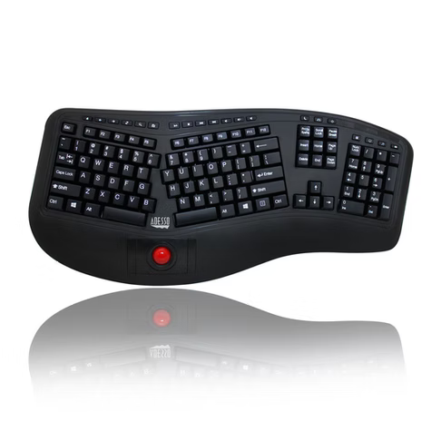 Adesso - Wireless Desktop Ergonomic Trackball Keyboard