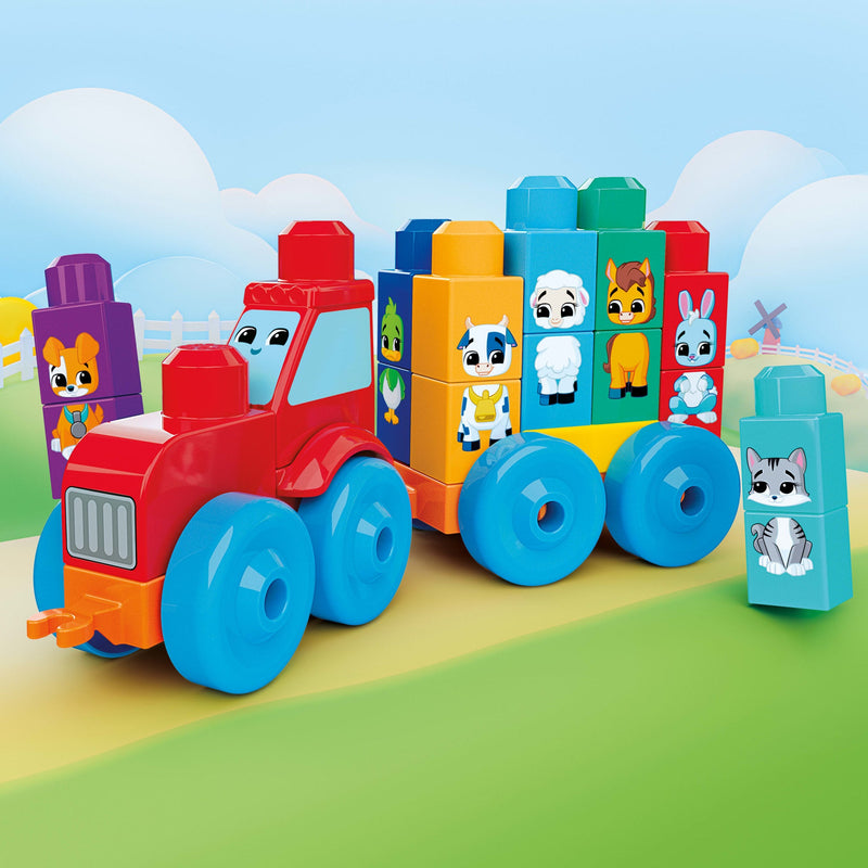 MEGA BLOKS Build & Match Animal Tractor 30-Piece Set (JKG33) — assembled tractor