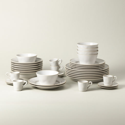 Beja - White & Cream 30-piece Dinnerware Set with Coffee Cup and Saucer