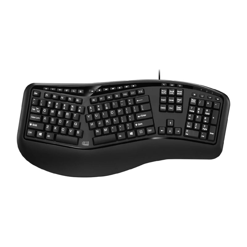 Adesso - Keyboard Wired Ergonomic 2X Large Print  Integrated Palm Rest - Black