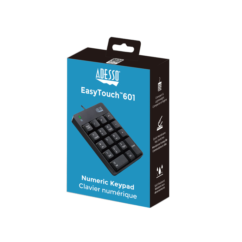 Adesso - Adesso Keypad Wired Mechanical Numeric 18 Keys Spill Resistant - Black