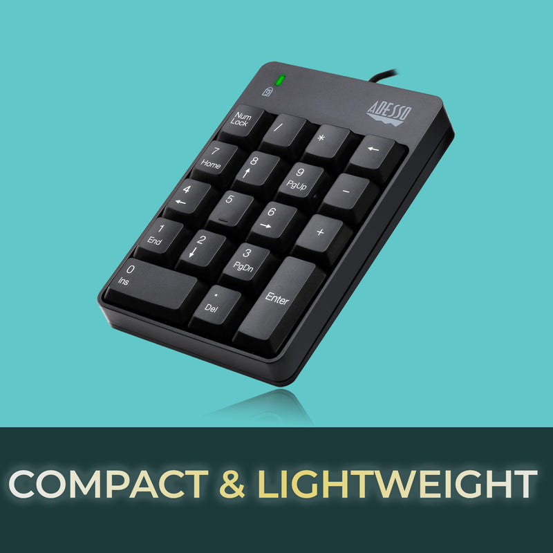 Adesso - Adesso Keypad Wired Mechanical Numeric 18 Keys Spill Resistant - Black