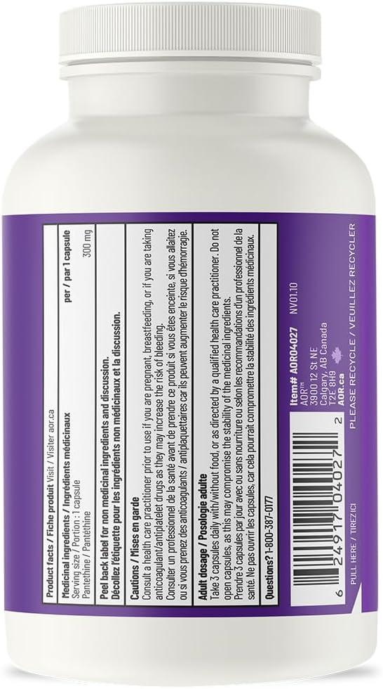 AOR - Pantethine 90s - Active Form of Vitamin B5 Pantothenic Acid - Limolin 