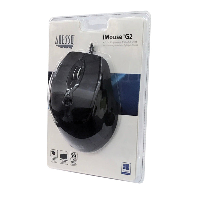 Adesso - Adesso Mouse Wired Ergonomic G2 - Black - Limolin 
