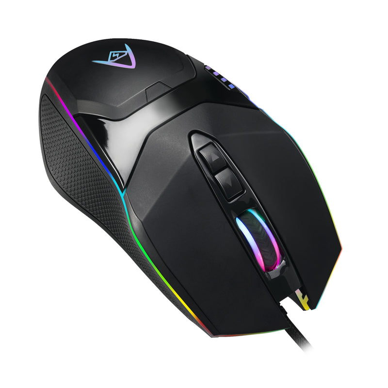 Adesso - Gaming Mouse Wired X5 6 Button Illuminated Multi-Coloured lights up to 6400dpi Ambodextrous PC/Mac - Black - Limolin 