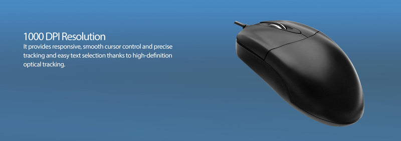 Adesso - Mouse Wired HC-3003US 3 Buttons optical scroll up to 1000dpi PC/Mac - Black - Limolin 