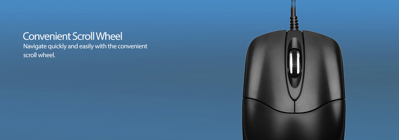 Adesso - Mouse Wired HC-3003US 3 Buttons optical scroll up to 1000dpi PC/Mac - Black - Limolin 
