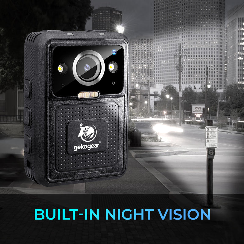 myGEKOgear - myGEKOgear Aegis 400 Body Cam 4K Ultra HD Infrared Night Vision Wide Angle Lens GPS WiFi IP65 Water Resistant 10hr Battery Life - Black