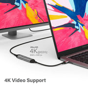 Alogic - Adapter USB-C Male to DisplayPort Female 6in 4K Ultra HD - Grey - Limolin 