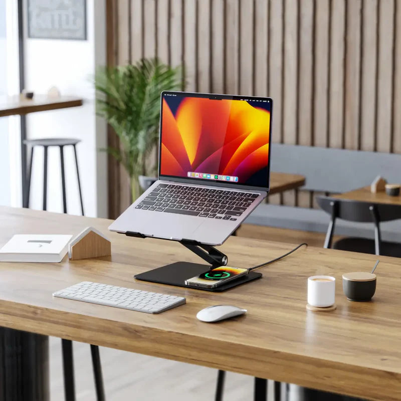 Alogic - Laptop Stand with Wireless Charger 10W Adjustable & Lightweight Elite Power - Black - Limolin 