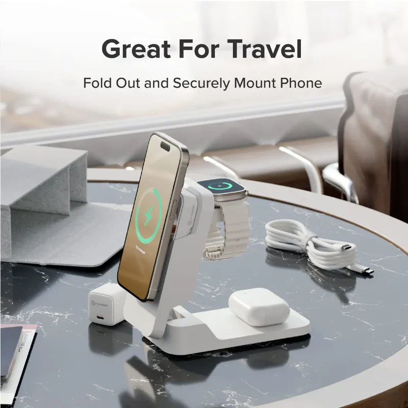 Alogic - Qi Charging & Powerbank Matrix+ 5000mAh 3-in-1 Fast Charging 7.5W USB-C Apple Watch Charger 2W 35W - White - Limolin 