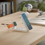 Alogic - Qi2 Charging Stand 2-in-1 Flip 2 Phone (15W) & Watch (3W) Charger with 3ft USB-C to USB-C Cable - White - Limolin 