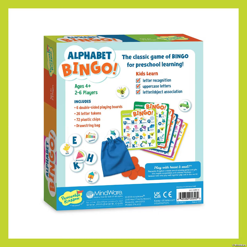 PEACEABLE KINGDOM - ALPHABET BINGO BOARD GAME