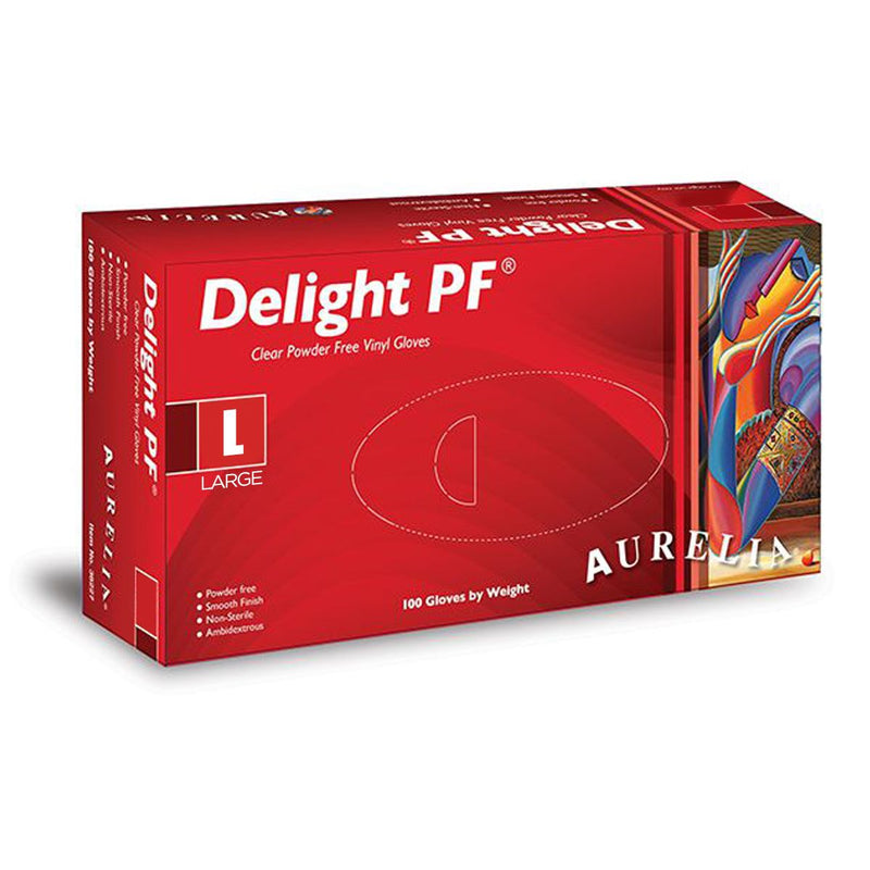 Aurelia - Delight Vinyl Glove Powder Free Large 100 Un (38228) - Limolin 