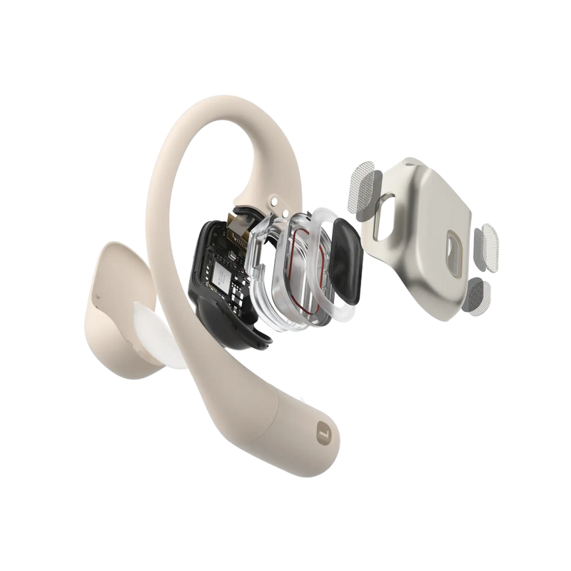 Shokz OpenFit beige earbud detail