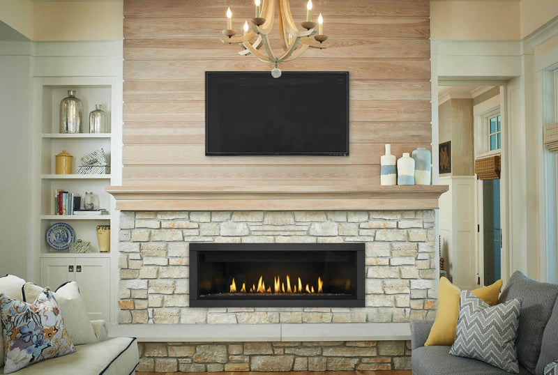 Napoleon - Ascent Linear Natural Gas Fireplace - BL56NTE (BL56NTE) - installed room view. Shown with a finishing configuration; optional kits are sold separately.