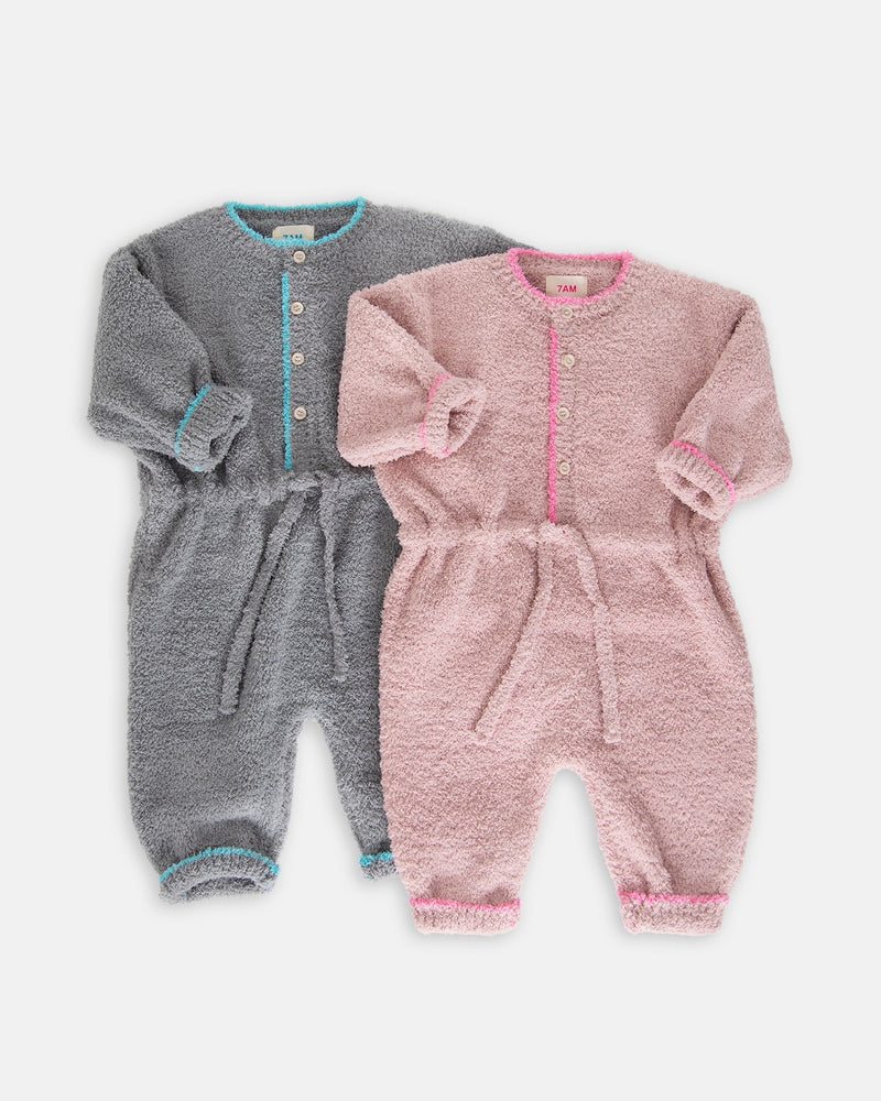 7AM - Boxy Long Sleeve Jumpsuit - Fuzzy