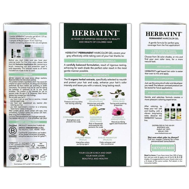 BioForce - Herbatint - Permanent Hair Color - M4 Mahogany Chestnut - 135ml - Limolin 