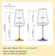 Bohemia Crystal - Rainbow Fresh Wine 400ml (Set of 6) Assorted - Limolin 