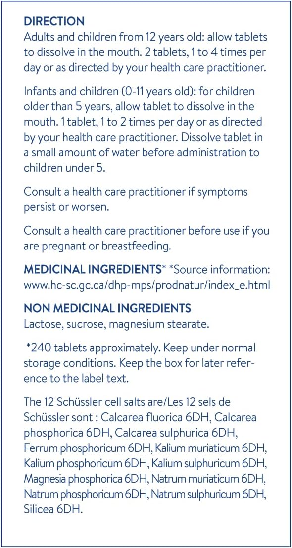 Boiron - #8 Magnesia Phosphorica 6DH Schüssler cell salts 240 tablets - Limolin 
