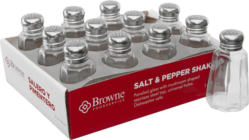 Browne - Salt & Pepper Shaker - Mushroom Top | 2 oz / 59 mL / 3.6 x 2 in / 9.1 x 5.1 cm