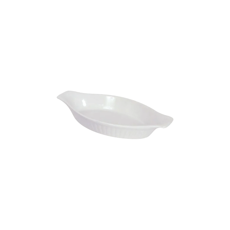 Browne - Lasagna Baker, Ribbed with smooth trim, 8oz/236ml, 9.5x4.5x4.3", White - Limolin 