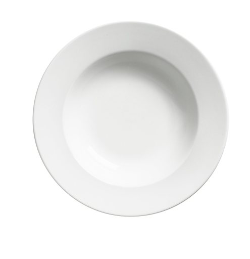 Browne - PALM Rimmed Bowl, 9oz/266ml, 9x1.75"/22.9x4.5cm, Porcelain, White - Limolin 