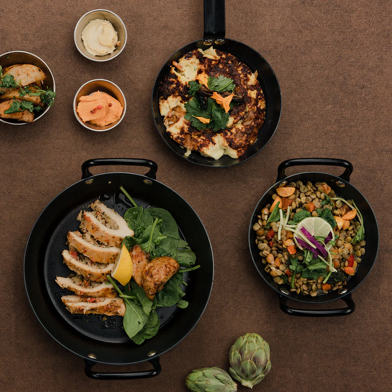 Thermalloy - Fry Pan w/Helper Handle, 11.8x2.25"/30x5.7cm, Black Carbon Steel - Limolin 