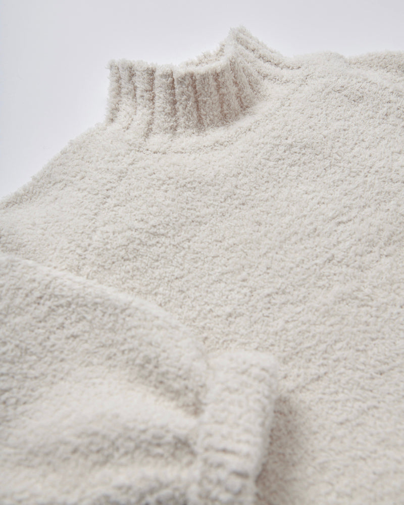 7AM - Boxy Mock Neck Sweater - Fuzzy