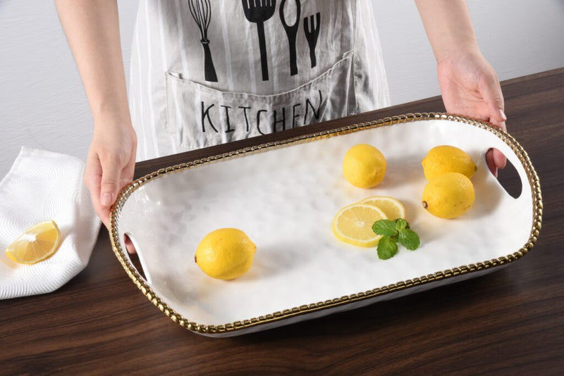 Pampa Bay - Golden Salerno Rectangular Tray with Handles - Limolin 