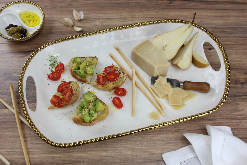 Pampa Bay - Golden Salerno Rectangular Tray with Handles - Limolin 