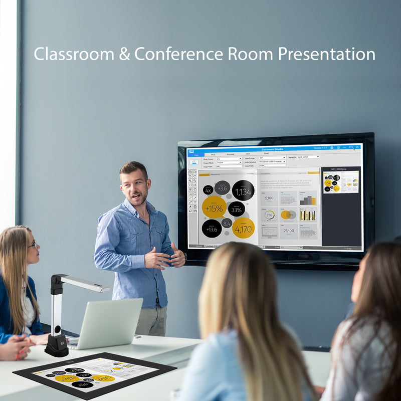 Adesso - Document Camera Scanner CyberTrack 8100 8Mp Fixed Focus Digital Zoom OCR Text Recognition - Video & Photo Capture - Up to A4 Size - PC/Mac