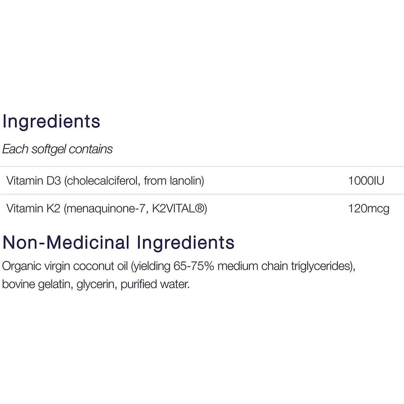 Canprev - D3 & K2 - Organic Coconut Oil, 240 softgels - Limolin 