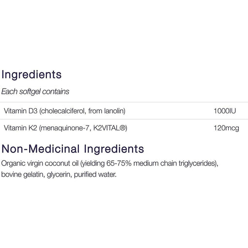 Canprev - D3 & K2 - Organic Coconut Oil, 240 softgels - Limolin 