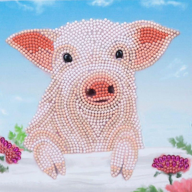 Crystal Art - CA Card - Pig on the Fence - Limolin 
