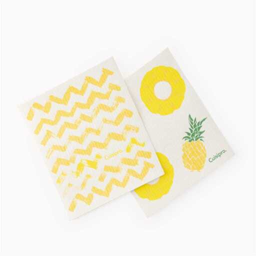 Cuisipro - All Purpose Eco-Cloth, SM 20x17cm Yellow Stripe/Lemon 2pk - Limolin 