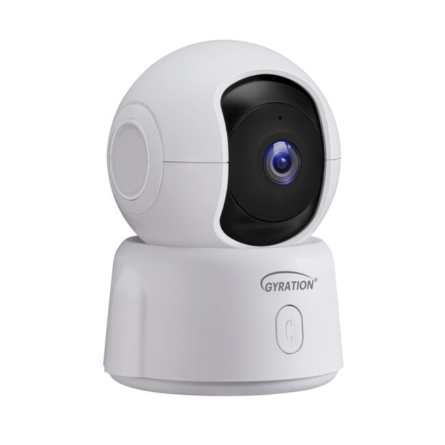 Gyration - Smart Home Indoor Wifi Camera 2K Cyberview 2000 PTZ (Pan Tilt Zoom) Built in Mic Night Vision Google & Alexa - Call Button - White
