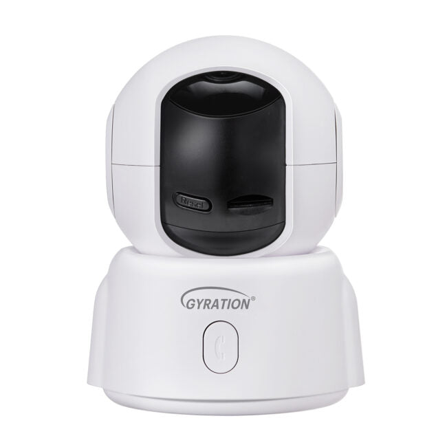 Gyration - Smart Home Indoor Wifi Camera 2K Cyberview 2000 PTZ (Pan Tilt Zoom) Built in Mic Night Vision Google & Alexa - Call Button - White