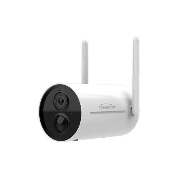 Gyration - Smart Home Outdoor/Indoor Wifi Camera 3MP Cyberview 3010 IP65 Waterproof Solar Powered Built in Mic Motion Detection Starlight Technology - White