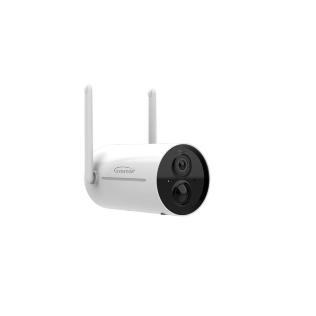 Gyration - Smart Home Outdoor/Indoor Wifi Camera 3MP Cyberview 3010 IP65 Waterproof Solar Powered Built in Mic Motion Detection Starlight Technology - White