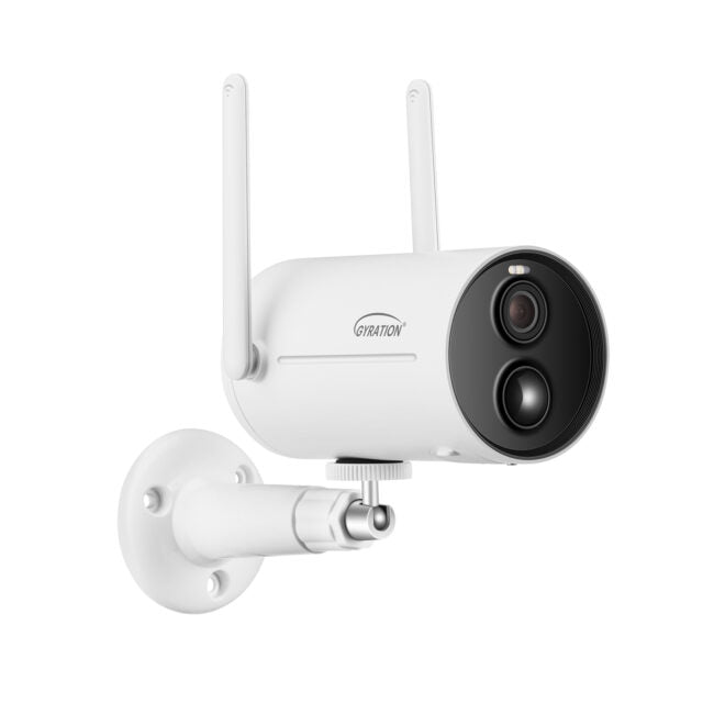 Gyration - Smart Home Outdoor/Indoor Wifi Camera 3MP Cyberview 3010 IP65 Waterproof Solar Powered Built in Mic Motion Detection Starlight Technology - White