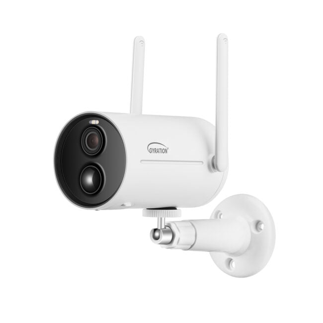 Gyration - Smart Home Outdoor/Indoor Wifi Camera 3MP Cyberview 3010 IP65 Waterproof Solar Powered Built in Mic Motion Detection Starlight Technology - White