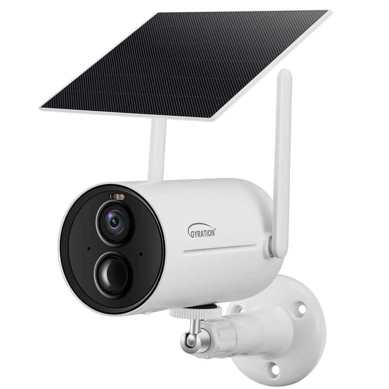 Gyration - Smart Home Outdoor/Indoor Wifi Camera 3MP Cyberview 3010 IP65 Waterproof Solar Powered Built in Mic Motion Detection Starlight Technology - White