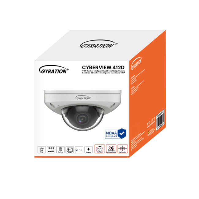 Gyration - Outdoor Network Camera CYBERVIEW 412D 4MP Intelligent Fixed Dome Wedge
