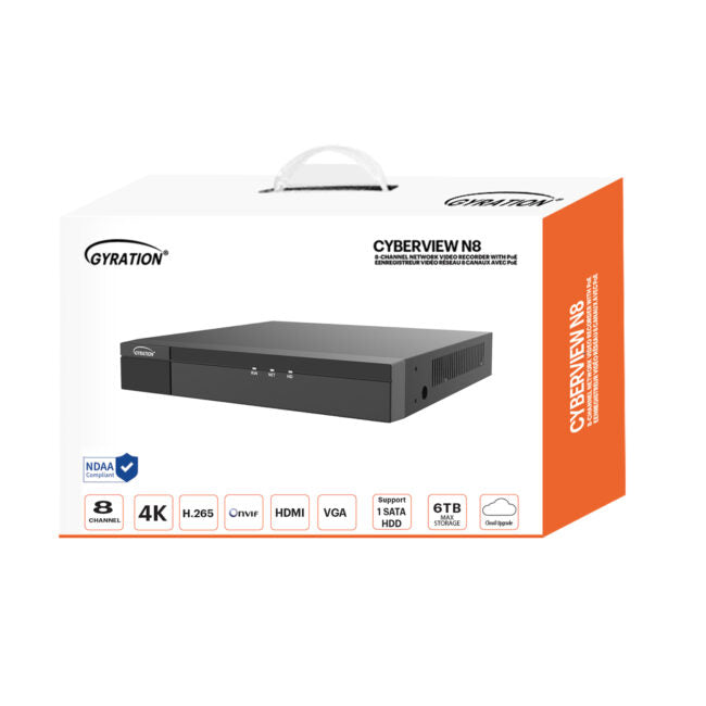 Gyration - Network Video Recorder (NVR) CYBERVIEW N8 with PoE 8-Channel Input