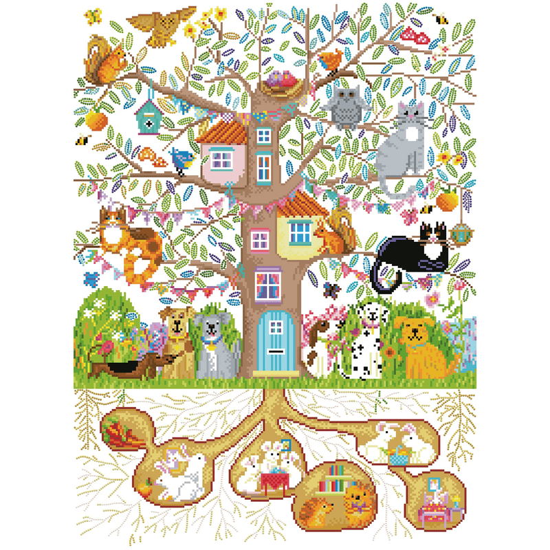 TREE HOUSE FAMILY (30" x 22.2" - 77cm x 57cm)