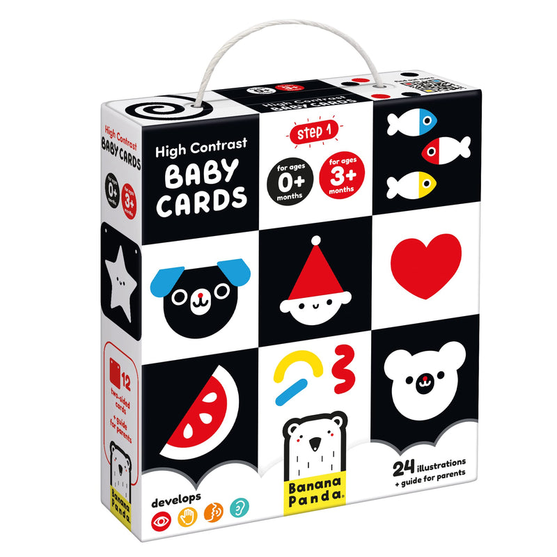 Banana Panda - HIGH CONTRAST - BABY - 12 Cards- (0m-3m+) - Limolin 